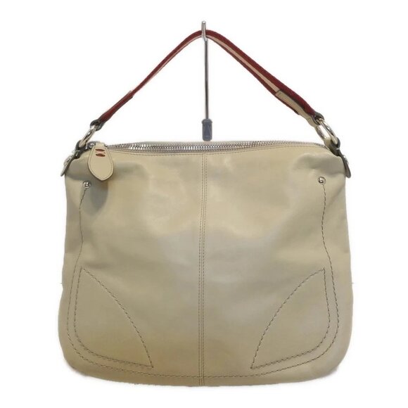 BALLY - Beige Red Leather Canvas Handbag - Picture 1 of 8